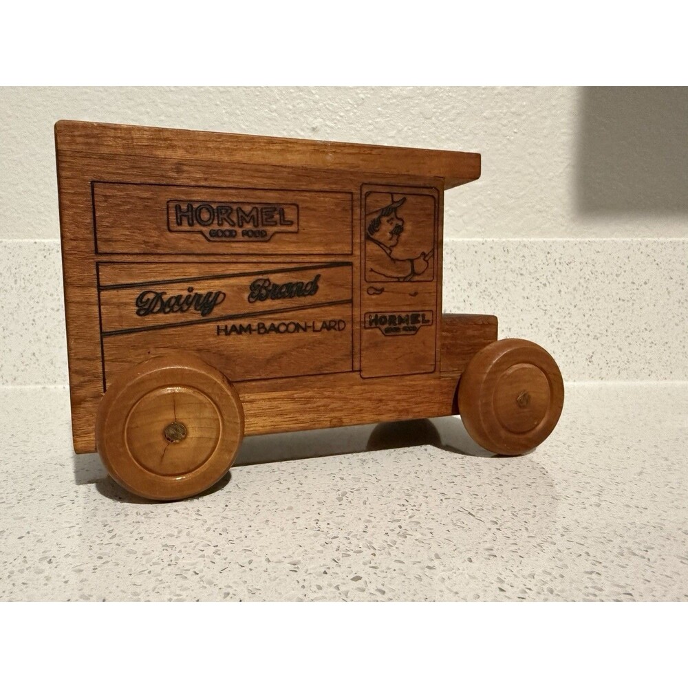 VTG Toystalgia 1980 Wooden Truck Bank Hickory For Hormel Foods Coin Bank